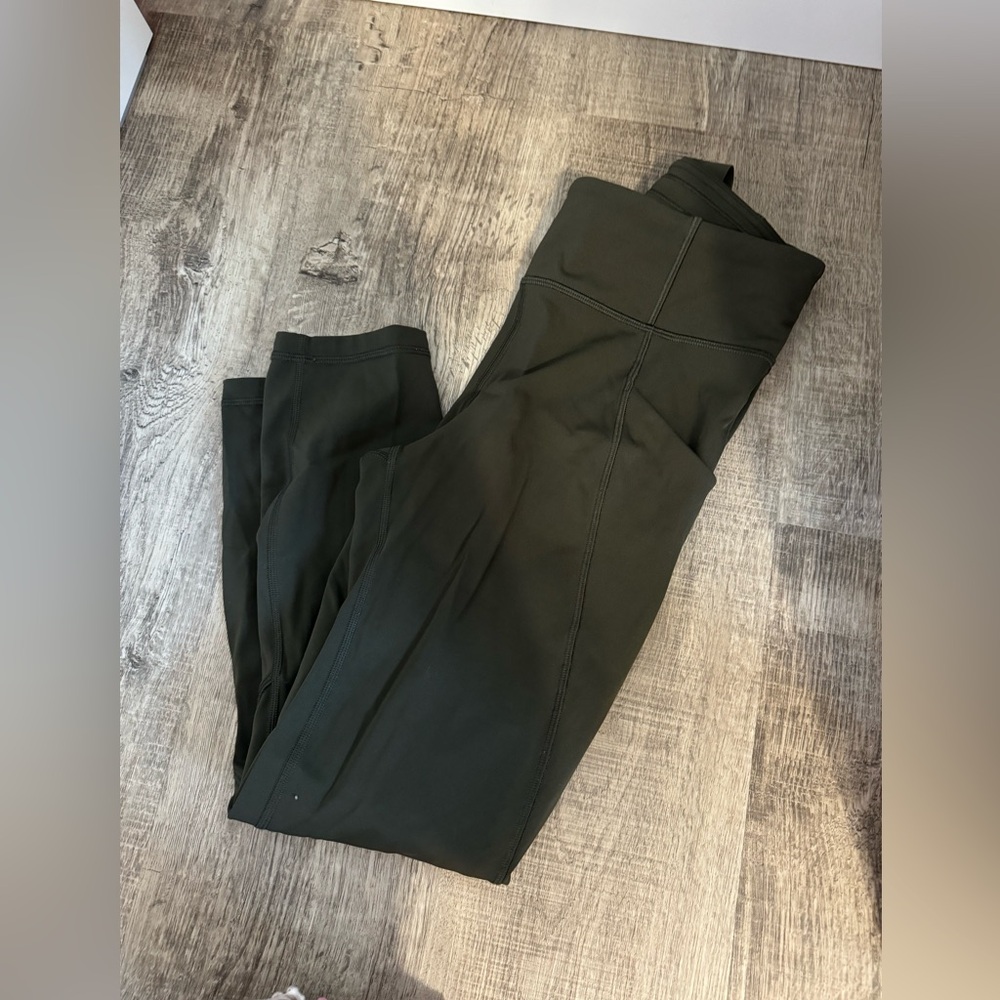 Women's Olive Green Lululemon time to sweat leggings